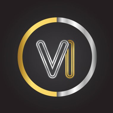 Gümüş altın ile vektör çizim VI mektuplar