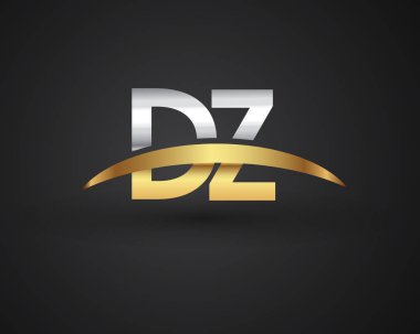 DZ harfler ilk logo kimlik illüstrasyon