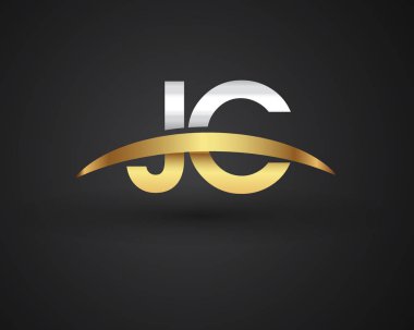 Gümüş ve altın harfler jc vektör çizim