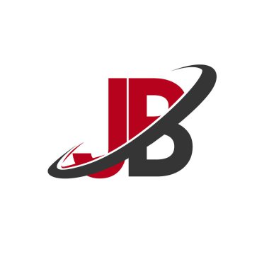 Kırmızı ve siyah alfabesi harfleri jb vektör çizim