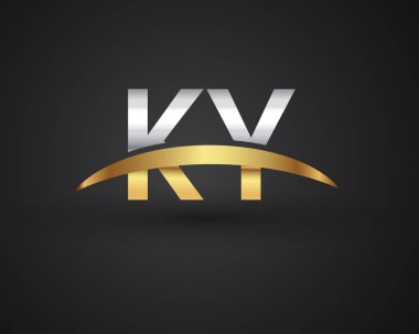 ky vektör çizim gümüş ve altın harfler