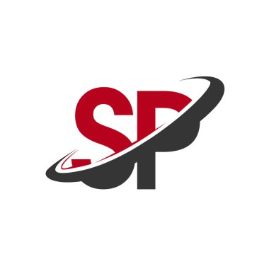 Kırmızı ve siyah alfabesi harfleri sp basit vektör çizim