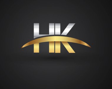 Gümüş ve altın harfler hk vektör çizim
