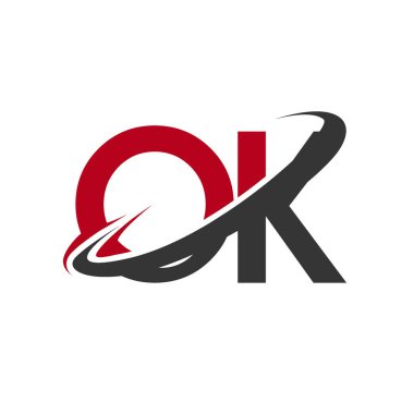 Kırmızı illüstrasyon vektör ve harfler Tamam siyah