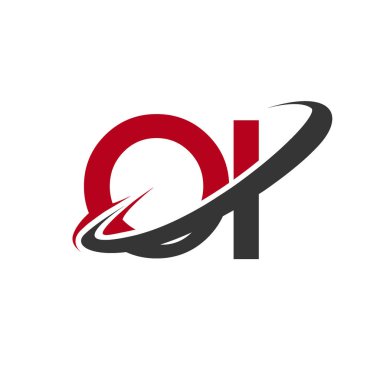 Kırmızı ve siyah harf oi vektör çizim