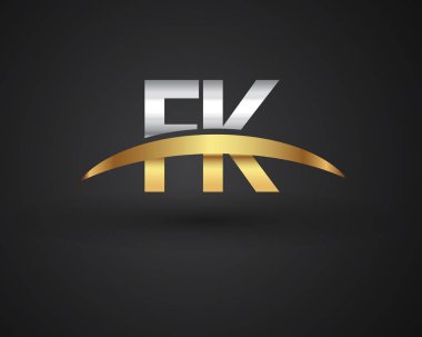  FK harfler ilk logo kimlik illüstrasyon