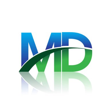 mavi ve yeşil harfler md vektör çizim