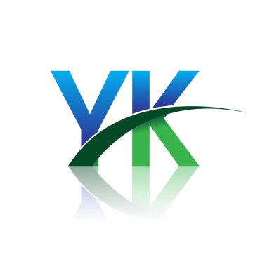 mavi ve yeşil harfler yk vektör çizim