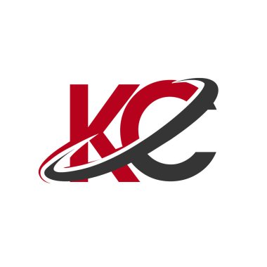 Kırmızı ve siyah alfabesi harfleri kc vektör çizim