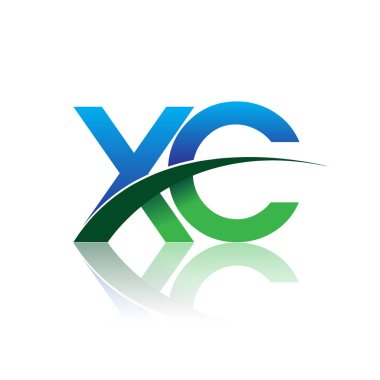 mavi ve yeşil vektör çizim xc harflerini