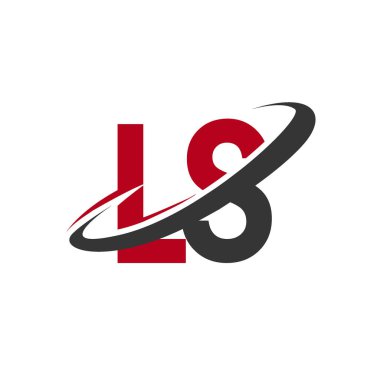 Kırmızı ve siyah Alfabe harf ls vektör çizim