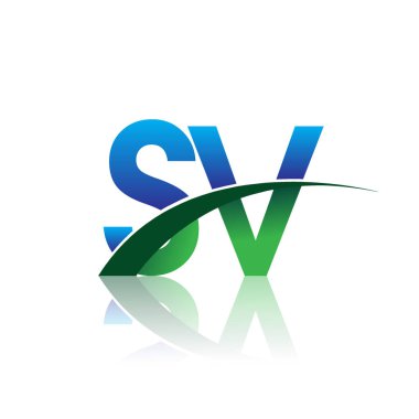 mavi ve yeşil harfler sv vektör çizim