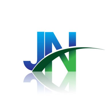 mavi ve yeşil harfler jn vektör çizim