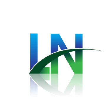 mavi ve yeşil harfler ln vektör çizim