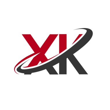 Kırmızı ve siyah harfler xk vektör çizim