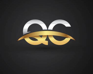 QC harfler ilk logo kimlik illüstrasyon