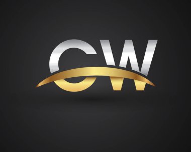 CW harfler ilk logo kimlik illüstrasyon