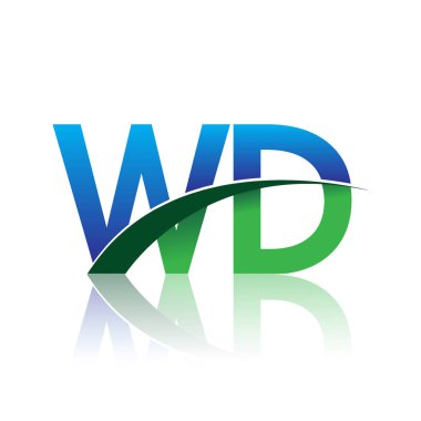 mavi ve yeşil vektör logo ile wd mektuplar