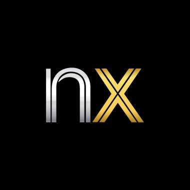 Gümüş ve altın harfler nx vektör çizim