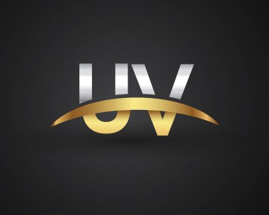 uv vektör çizim gümüş ve altın harfler