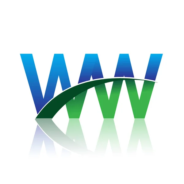 Logotipo Vetor Azul Verde Com Letras — Vetor de Stock