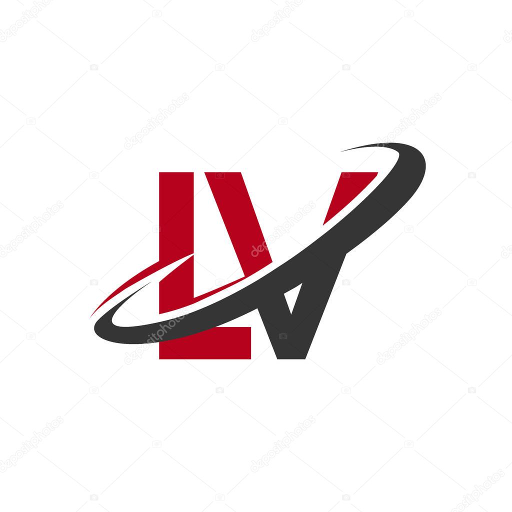 Vector illustration of red and black alphabet letters lv