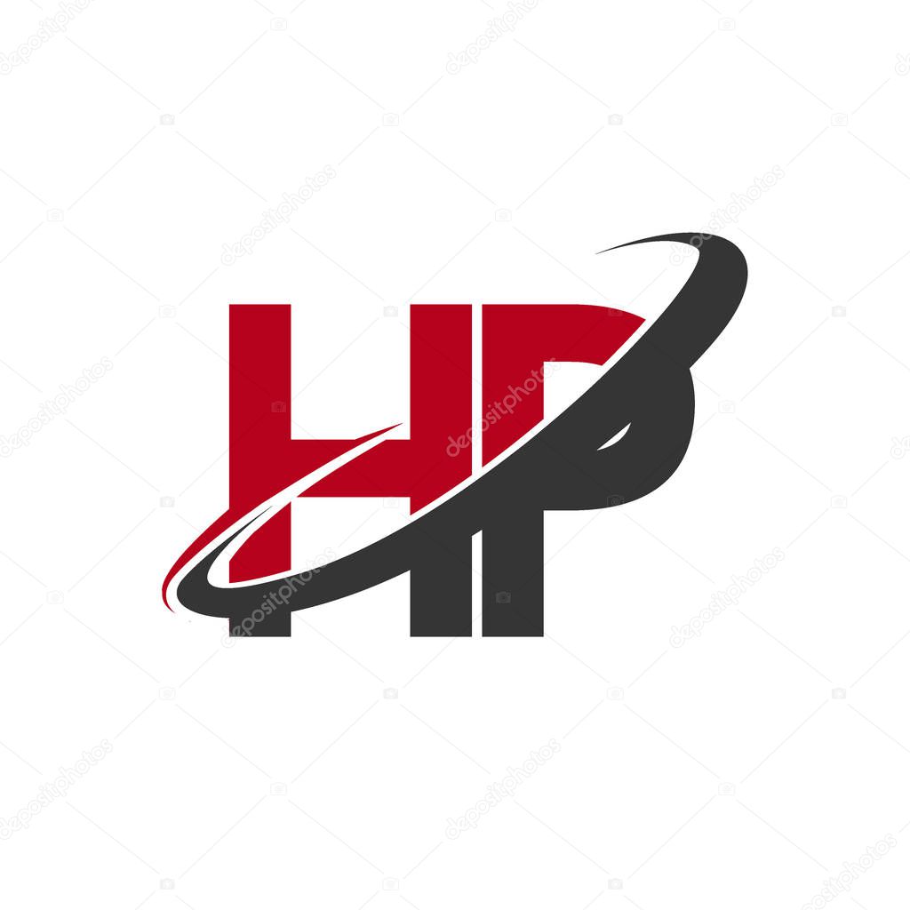 Vector illustration of red and black letters hp
