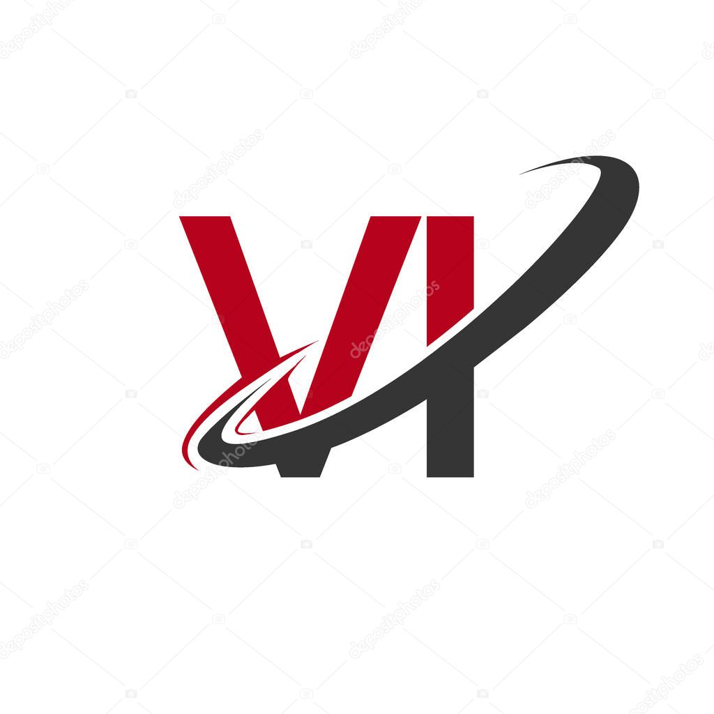 Vector illustration of red and black letters vi