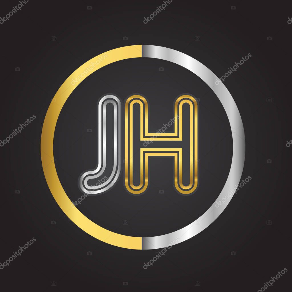 Vector illustration of  golden letters jh