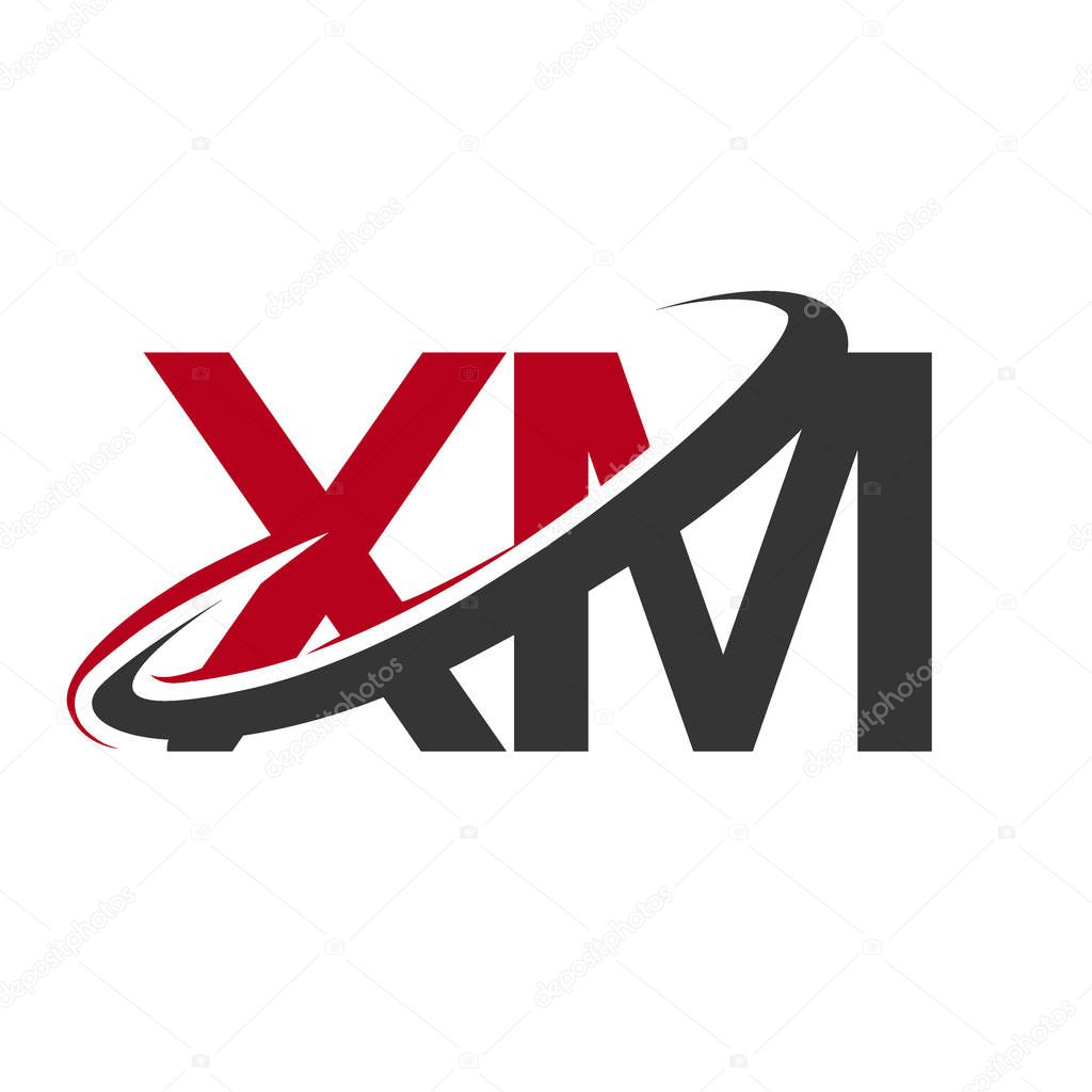 Vector illustration of red and black letters xm