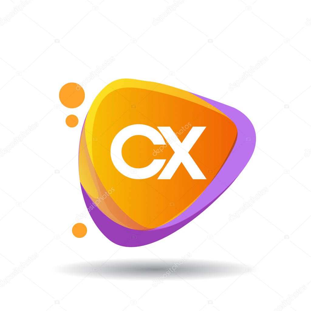 Colorful vector logotype with letters cx