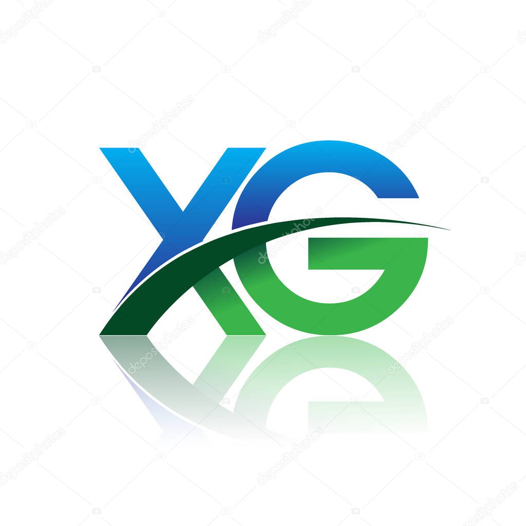vector illustration of blue and green letters xg