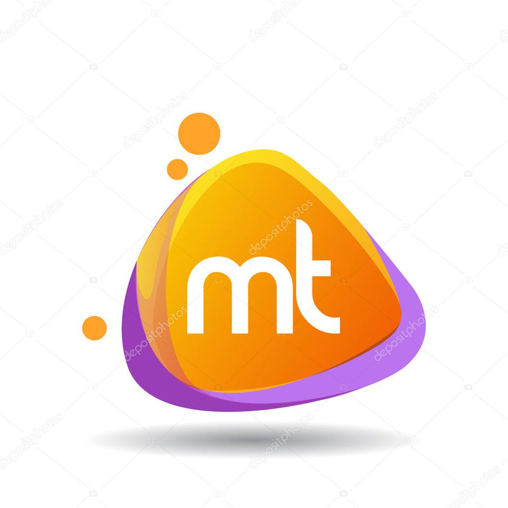 Colorful vector logotype with letters mt