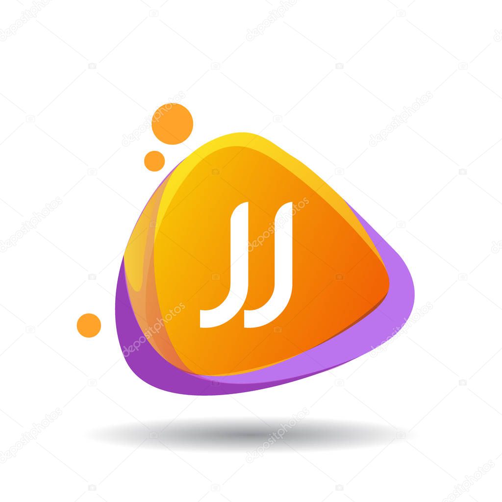 Colorful vector logotype with letters jj