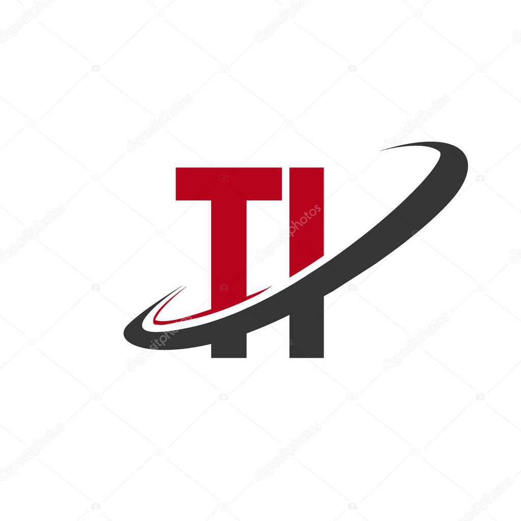 Simple vector illustration of red and black alphabet letters ti