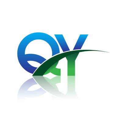 mavi ve yeşil harfler qy vektör çizim