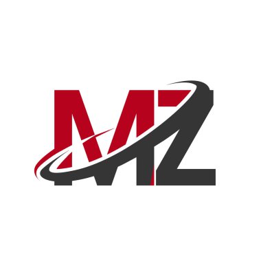 Kırmızı ve siyah harfler mz vektör çizim