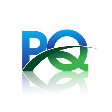 mavi ve yeşil vektör çizim pq mektuplar