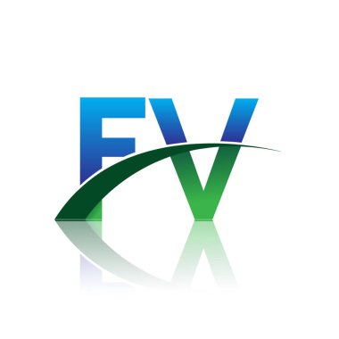 mavi ve yeşil harfler fv vektör çizim