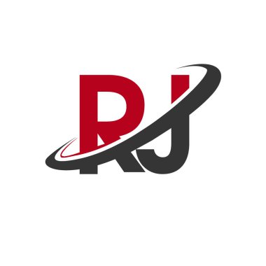 rj basit grafik vektör çizim kırmızı ve siyah alfabesi harfleri