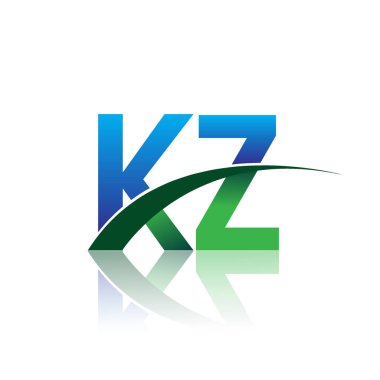 mavi ve yeşil harfler kz vektör çizim