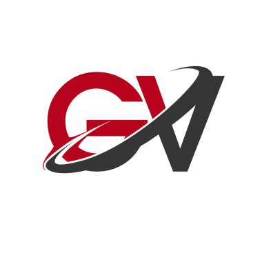 Kırmızı ve siyah harfler gv vektör çizim