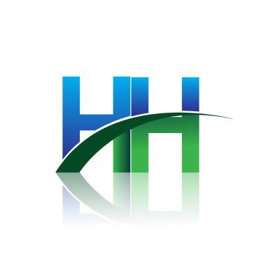 mavi ve yeşil harfler hh vektör çizim