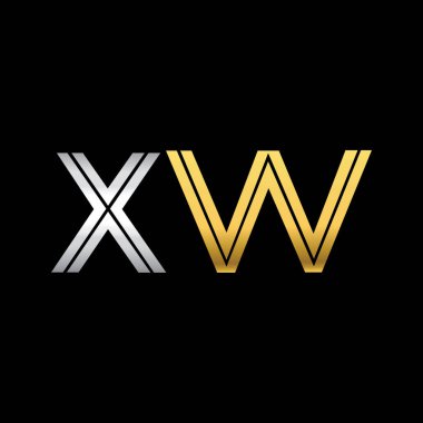 XW harfler ilk logo kimlik illüstrasyon