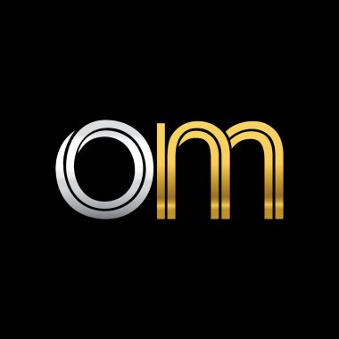 om vektör çizim gümüş ve altın harfler