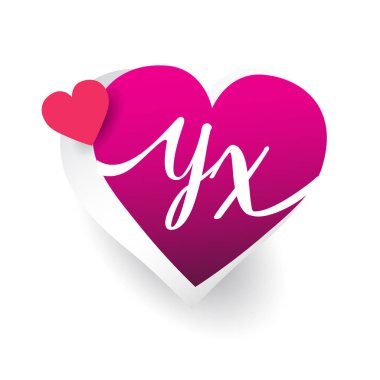 pembe ve kırmızı Kalpler, alfabe harfleri yx vektör çizim