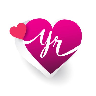 pembe ve kırmızı Kalpler, alfabe harfleri yr vektör çizim