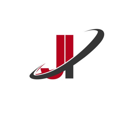 Kırmızı ve siyah alfabesi harfleri ji vektör çizim