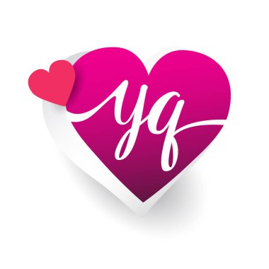 pembe ve kırmızı Kalpler, alfabe harfleri yq vektör çizim