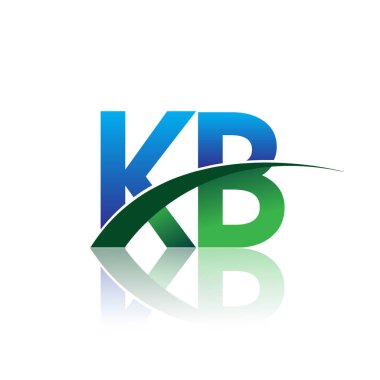 mavi ve yeşil harfler kb vektör çizim